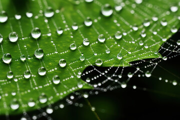 spider web with dew drops. Generative Ai