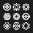 Gear wheel icon Set Collection, cogwheel engine, Progress or construction concept, mechanism or industry mechanical icon, isolated black background, Vector illustration sign set with gearshift.