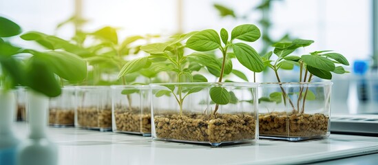 Lab research on GMO peanuts with experiment to alter peanut genome, creating a modified plant. Food quality lab assistant.