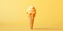 Minimalist Representation Of A Melting Ice Cream Cone Or Popsicle, Evoking The Feeling Of A Hot Summer Day