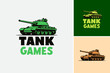 Tank Games logo design template. Perfect for gaming websites, military-themed designs, or any content relating to armored vehicles and video games.