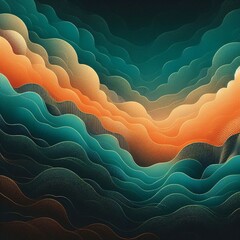 Wall Mural - Teal, Orange, Black, Gradient, Backdrop, Poster Design, Banner, Landing Page, Enhanced Grainy Texture, Effect