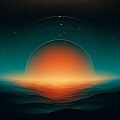 Wall Mural - Teal, Orange, Black, Gradient, Backdrop, Poster Design, Banner, Landing Page, Enhanced Grainy Texture, Effect