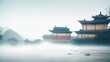 Traditional Chinese architectural landscape wallpaper