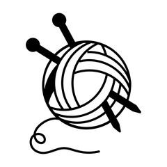 Sticker - Trendy line style icon of yarn ball 