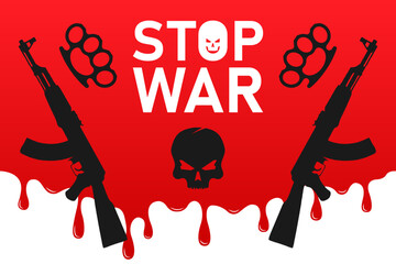 Stop war Gangsta street fight elements brass knuckle skull crown illustration vector