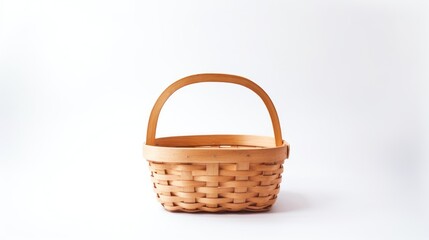 Empty wooden basket on white background