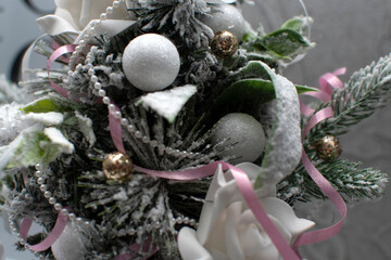 Wall Mural - Christmas tree branches with a decorations	