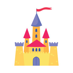 Sticker - Cute Fairy Tale Castle with Gate and Tower Vector Illustration