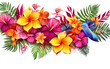 Vivid Spring: Tropical Leaves in Bloom Isolated on Transparent Background PNG.