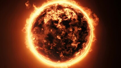 Wall Mural - cinemagraph of planet or meteor with burning hot orange halo on dark background