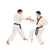 © lioputra - Fighting of two fighters in karate martial arts. Flat vector illustration isolated on white background