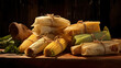 Artfully Steamed Tamales with Savory Corn Dough Enveloping Succulent Meat Fillings