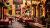 Fototapeta Paryż - Authentic Italian Trattoria, the Perfect Culinary Restaurant with Outdoor Seating