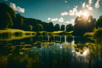 Wall Mural - lake in the forest 