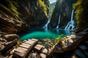 Wall Mural - waterfall in the mountains