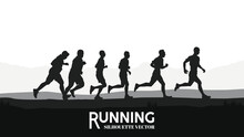 Running Silhouettes. Vector Illustration, Trail Running, Marathon Runner.	