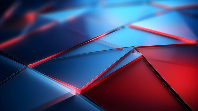 3d rendering of red and blue abstract geometric background. Scene for advertising, technology, showcase, banner, game, sport, cosmetic, business, metaverse. Sci-Fi Illustration. Product display