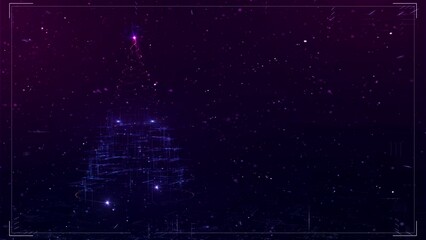 Wall Mural - Futuristic Digital Christmas Tree Growing in Abstract Cyberspace 