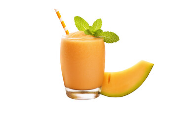 Smoothie cantaloupe isolated on transparent background.