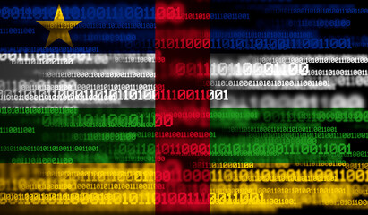 Wall Mural - Flag of Central African Republic on binary code. Modern technology concept
