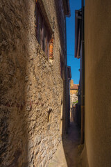 An alley in the Stari Grad historic centre of the coastal town of Novi Vinodolski, Primorje-Gorski Kotar County, Croatia