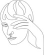 Woman's face continuous line drawing. Abstract minimal female portrait. Logo, icon, label.Without artificial intelligence.