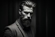 © sandra - indoor man hairstyle perfect confident Handsome businessman stylish bearded photo white Black beard male person caucasian young people photogenic brutal brand corporate adult casual attire