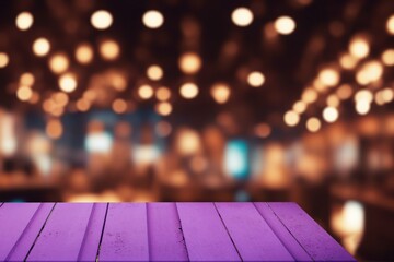 Canvas Print - Empty wooden desk and blurred bokeh background