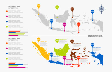 indonesia modern map with infographic, isolated on white background vector illustration eps 10