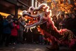 © czphoto - Captivating Chinese New Year: Dynamic Dragon Dance in Dominant Red