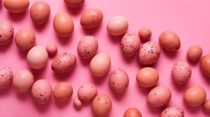 Wall Mural - Pink easter eggs on a pink background