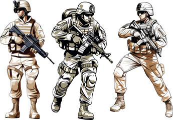Wall Mural - Military man vector, marines, NAVY, army soldier