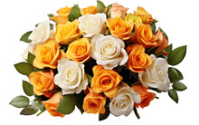 White Rose Bouquet Orange Flowers On A White Or Clear Surface PNG Transparent Background