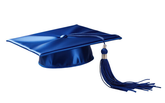 Blue Graduation Cap With Blue Tassel on a White or Clear Surface PNG Transparent Background