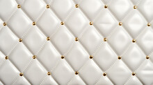 White Diamond Pattern Embossed Leather Pattern With Gold Diamond Detail, Puffy Foam Leather For Purse.