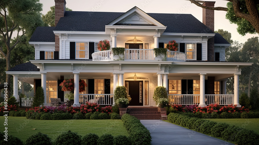Colonial style American house. American classic home and house designs ...