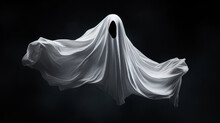 Flying White Ghost On Black Background