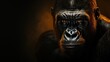 © sirisakboakaew - Beautiful Gorilla Portrait. Gorilla male on a dark background.