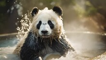 Video Of A Cute Panda Taking A Bath