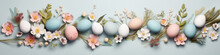 Easter Eggs On Blue Background