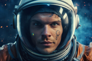 Wall Mural - created with generative ai tools astronaut portrait exploring deep space discover new planet
