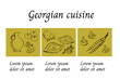 hand drawn banner for georgian cuisine cafe or restaurant. Vector illustration in sketch. Template for web site, lending page in vintage style. 