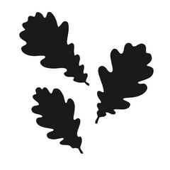 Wall Mural - Set with silhouette oak leaf. Hand drawn autumn vector illustration.