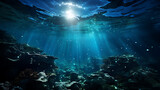 Fototapeta Do akwarium - Underwater Sky, A mesmerizing image of an underwater world where the sea mimics the appearance of a starlit night sky, blurring the lines between above and below