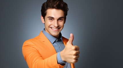 smiling young man with thumbs up