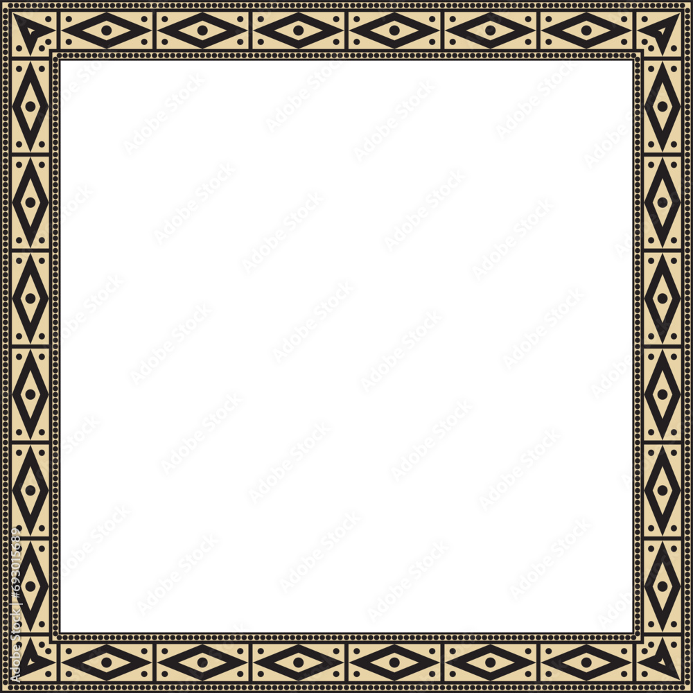 Vector gold and black square national Indian patterns. National ethnic ...