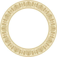 Wall Mural - Vector gold round classical Greek ornament. European ornament. Border, frame, circle, ring Ancient Greece, Roman Empire..