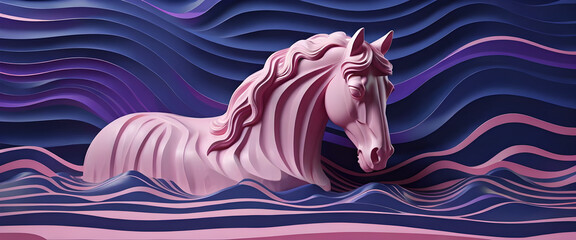 Wall Mural - beautiful horse 3d relief wallpaper generative ai