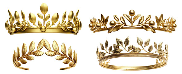 Wall Mural - Set of golden olive crowns (laurel wreaths), cut out